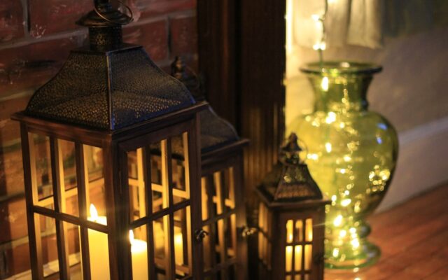 Lanterna LED TruGlow in Legno 59 cm